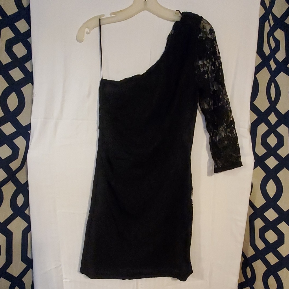 Express Black Lace One Lace Shoulder Dress